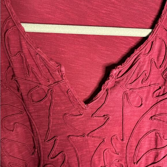 Lucky Brand Maroon Embroidered Long Sleeve Tunic Plus Size 1X - Picture 5 of 6